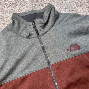 The North Face Mens Colorblock Fleece Jacket Zip Up Gray Red Men's XL Windwall